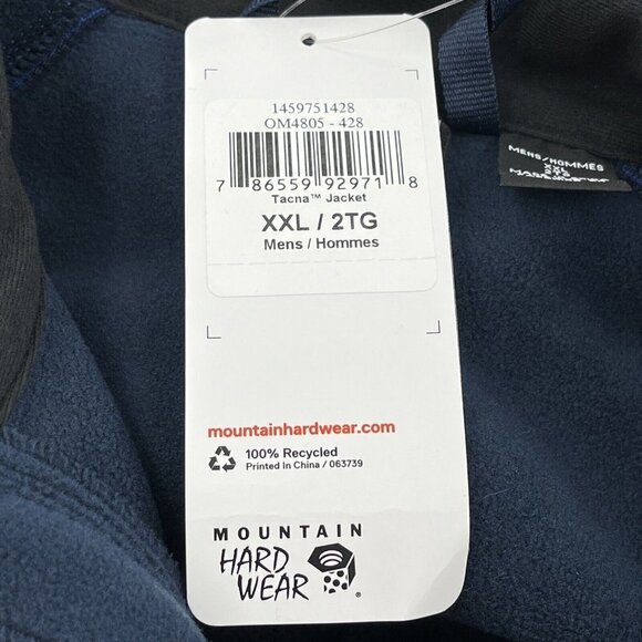 Mountain Hardwear Jacket Men's XXL Fleece Lined Full Zip Blue Tacna NWT BRANDED - Picture 10 of 15